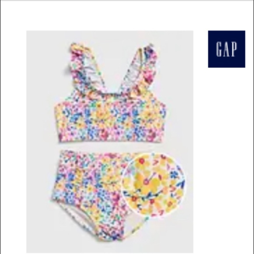 Kids two piece floral swimsuit.